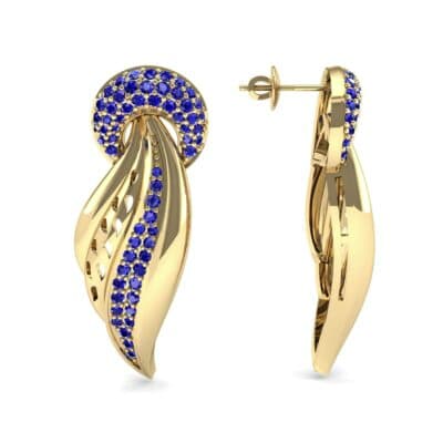 Pave Wing Blue Sapphire Drop Earrings (0.59 CTW) Top Dynamic View