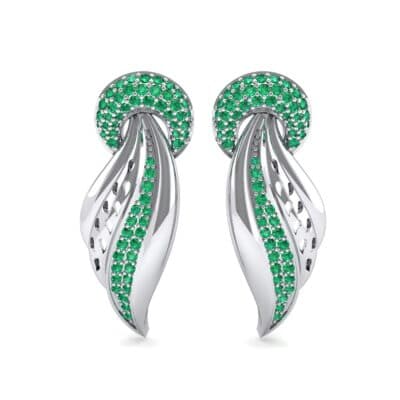 Pave Wing Emerald Drop Earrings (0.59 CTW) Side View