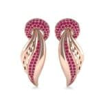 Pave Wing Ruby Drop Earrings (0.59 CTW) Side View