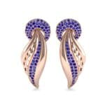Pave Wing Blue Sapphire Drop Earrings (0.59 CTW) Side View