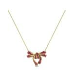 Romance Ruby Bow Pendant (0.63 CTW) Perspective View