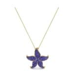 Pointed Flower Pave Blue Sapphire Pendant (2.57 CTW) Perspective View