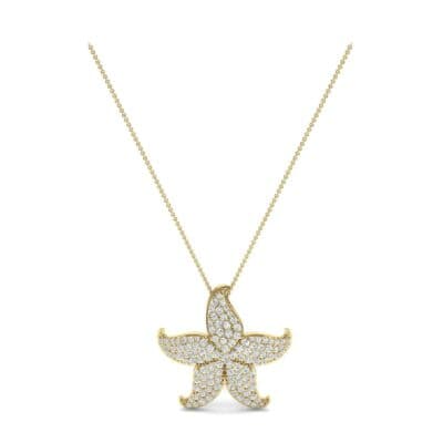 Pointed Flower Pave Diamond Pendant (1.77 CTW) Perspective View