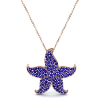 Pointed Flower Pave Blue Sapphire Pendant (2.57 CTW) Top Dynamic View