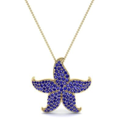Pointed Flower Pave Blue Sapphire Pendant (2.57 CTW) Top Dynamic View