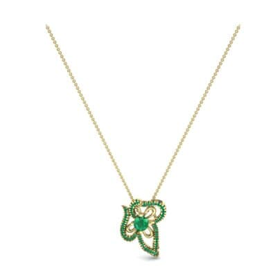 Petals Pave Emerald Pendant (0.73 CTW) Perspective View