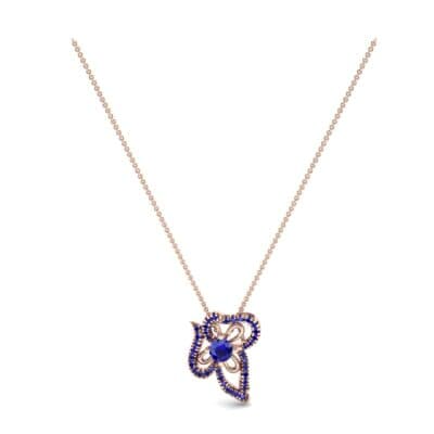 Petals Pave Blue Sapphire Pendant (0.73 CTW) Perspective View