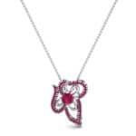 Petals Pave Ruby Pendant (0.73 CTW) Top Dynamic View