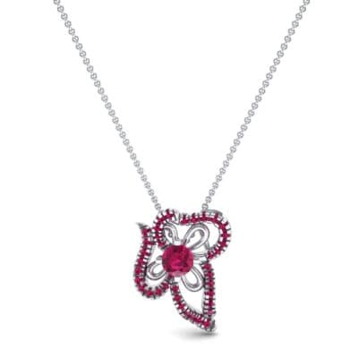 Petals Pave Ruby Pendant (0.73 CTW) Top Dynamic View