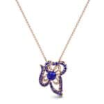 Petals Pave Blue Sapphire Pendant (0.73 CTW) Top Dynamic View
