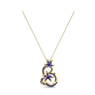 Plumeria Blue Sapphire Pendant (1.11 CTW) Perspective View