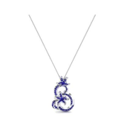 Plumeria Blue Sapphire Pendant (1.11 CTW) Perspective View