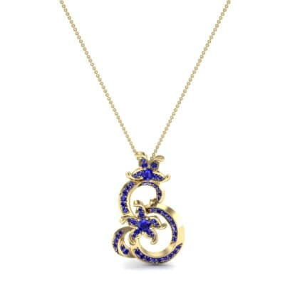 Plumeria Blue Sapphire Pendant (1.11 CTW) Top Dynamic View