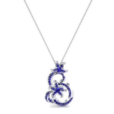 Plumeria Blue Sapphire Pendant (1.11 CTW) Top Dynamic View