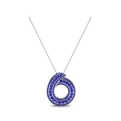 Painted Circle Blue Sapphire Pendant (4.22 CTW) Perspective View