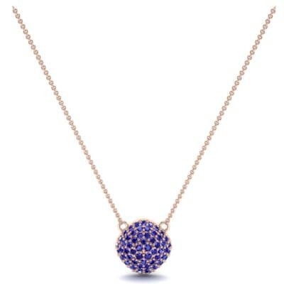 Pave Tilted Cushion Blue Sapphire Pendant (0.9 CTW) Perspective View