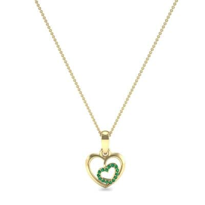 Nested Heart Emerald Pendant (0.15 CTW) Perspective View