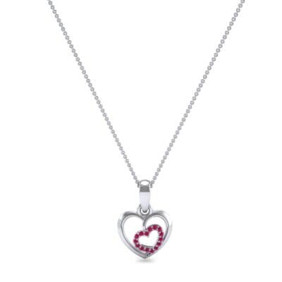 Nested Heart Ruby Pendant (0.15 CTW) Perspective View