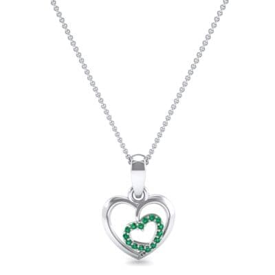 Nested Heart Emerald Pendant (0.15 CTW) Top Dynamic View