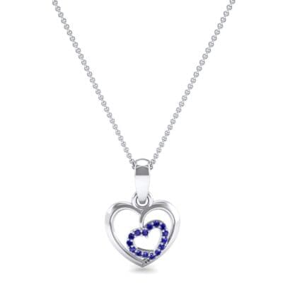 Nested Heart Blue Sapphire Pendant (0.15 CTW) Top Dynamic View