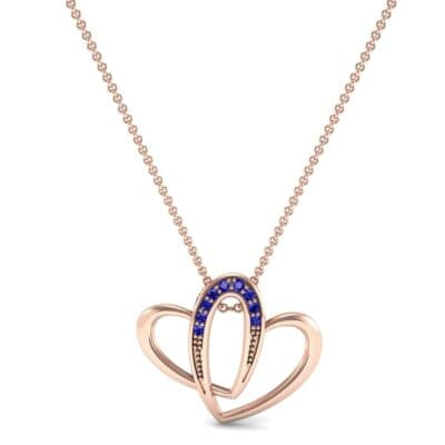 Interlocking Heart Blue Sapphire Pendant (0.09 CTW) Top Dynamic View