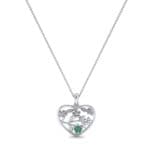 Floral Heart Emerald Pendant (0.06 CTW) Perspective View