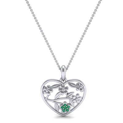 Floral Heart Emerald Pendant (0.06 CTW) Top Dynamic View