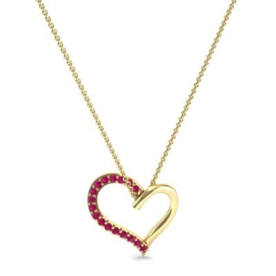 Half-Pave Heart Ruby Pendant (0.26 CTW) Perspective View