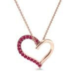 Half-Pave Heart Ruby Pendant (0.26 CTW) Top Dynamic View