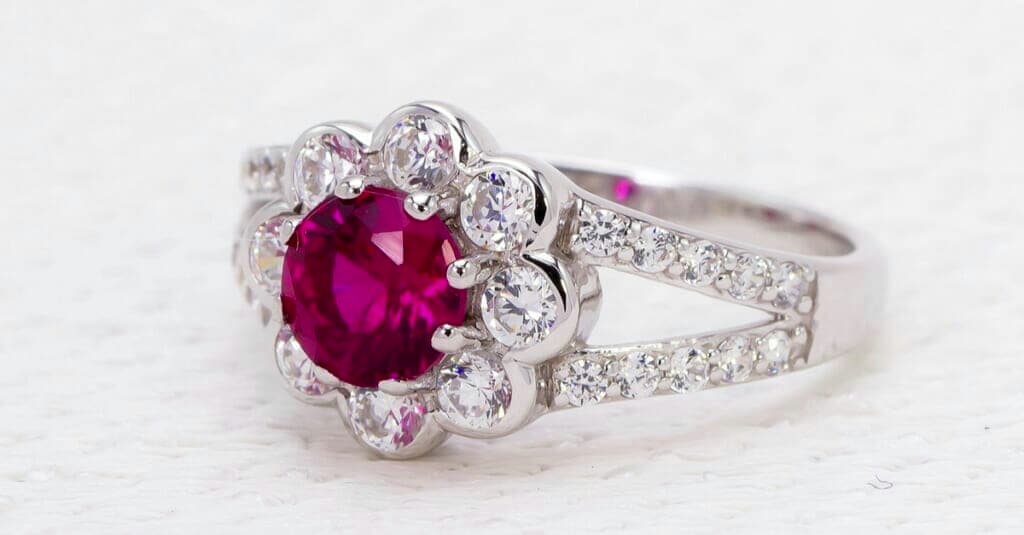 ruby and diamond cluster ring