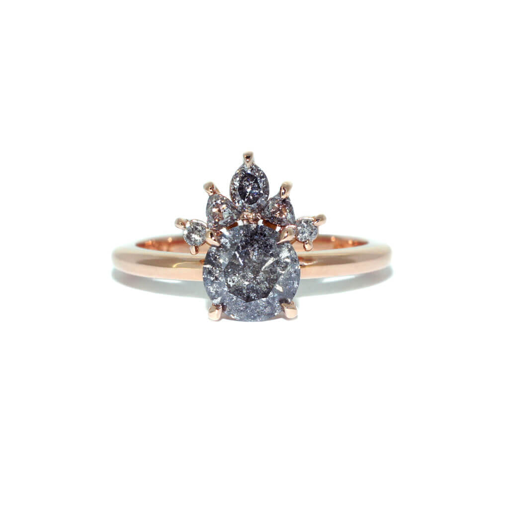 Anita Bespoke Custom Made Salt And Pepper Diamond Engagement Ring Rose Gold Sydney Jeweller Lizunova Fine Jewels Chifley Square