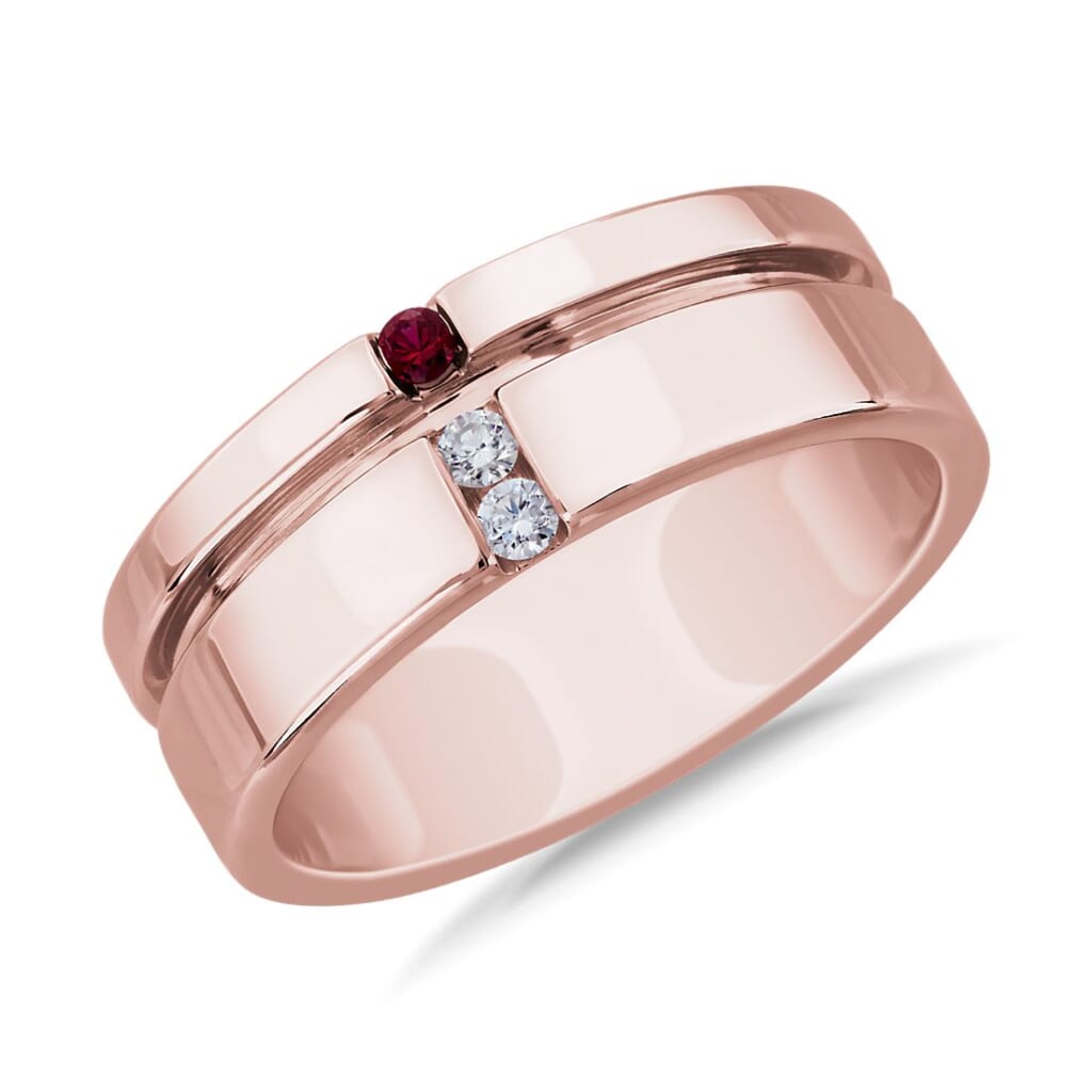 Gold ruby and diamond men ring – Princess Jewellery